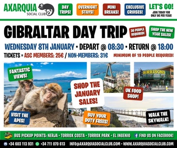 Gibraltar January Sales Day Trip