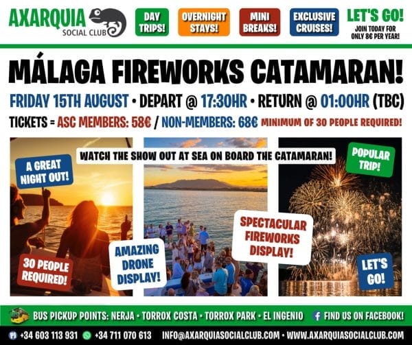 Malaga Fireworks & Drone Show On Board The Catamaran